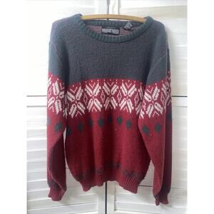Vintage Spettro 80s 90s Ugly Christmas Gray Red Sweater Size Medium